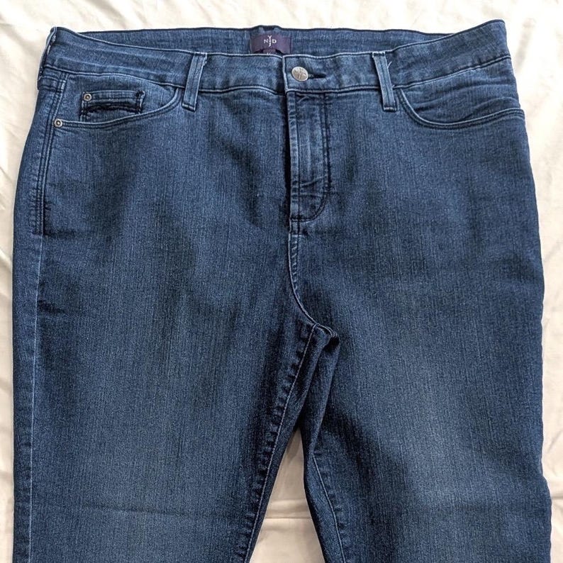 NYDJ Ankle Jeans Dark Wash Straight Leg High Rise Blue Stretch SIZE US 16; 36x27 image 3