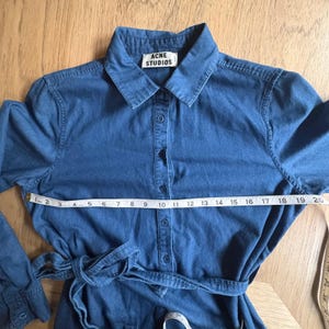 Acne Studios Chambray Shirt Dress Indigo Blue Cotton Belted Asymmetrical M image 5