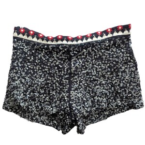 Free People WILDHEART by Eternal Sunshine Creations Sequin Shorts Black Sz SMALL bild 4