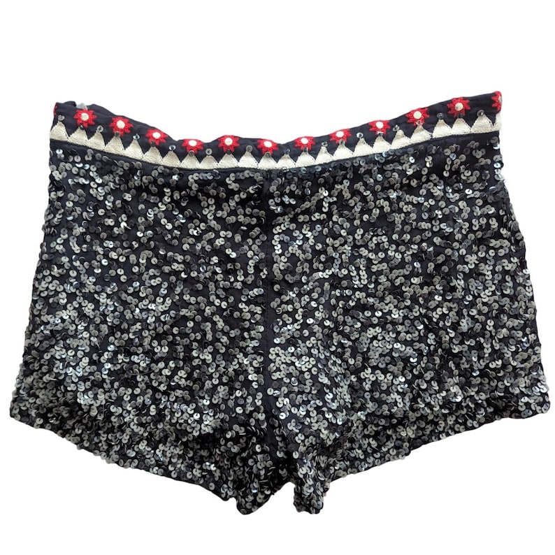 Free People WILDHEART by Eternal Sunshine Creations Sequin Shorts Black Sz SMALL bild 4