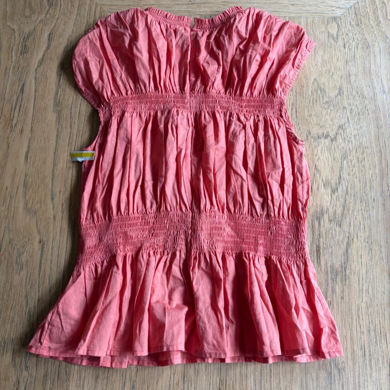 175 NWT Joe's Jeans Voile Smocked Peplum Top SMALL Coral Pink Cotton Sleeveless image 3
