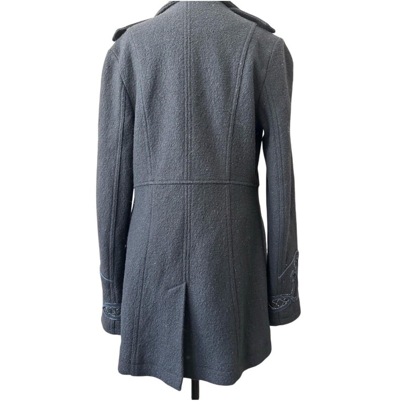 Abrigo militar cruzado de lana y viscosa FREE PEOPLE, negro, azul marino, talla 4 imagen 6