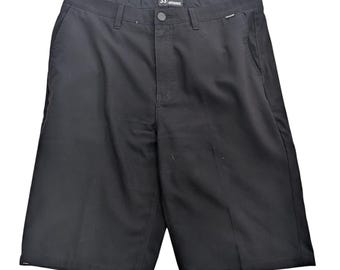 Hurley Dri-FIT Mens Black Chino Shorts Flat Front Size 33 Surf Skate Casual