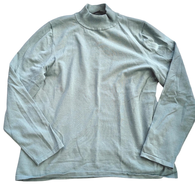 Vtg PENDLETON Silk Blend Mock Neck Turtleneck Sweater Sz L Aqua 90's Y2K Career bild 1
