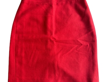 168 J.CREW Falda lápiz de mezcla de lana roja Talla 4 Cápsula de carrera Estilo preppy Academia