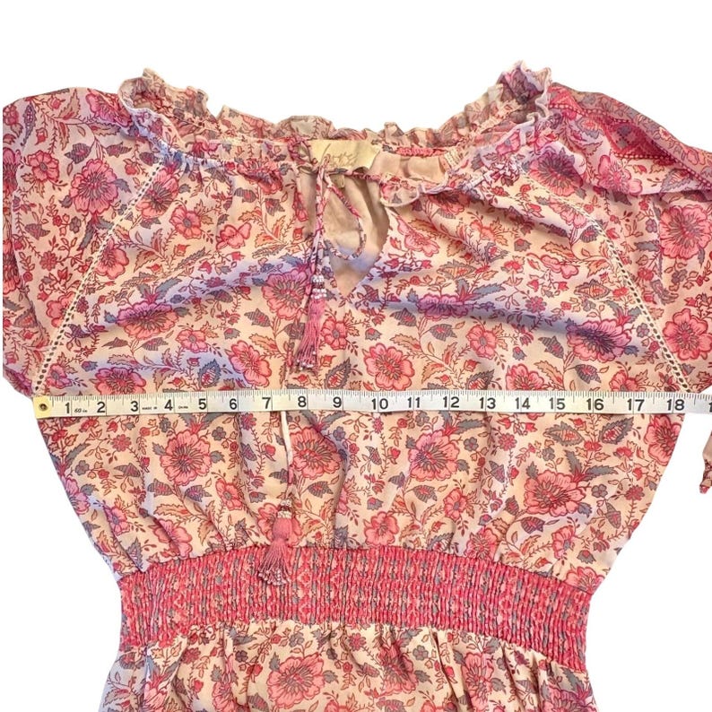 Anthropologie "Love the Label" Pink Floral Sz SMALL Mini Dress Boho Cottage image 11