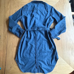 Acne Studios Chambray Shirt Dress Indigo Blue Cotton Belted Asymmetrical M image 2