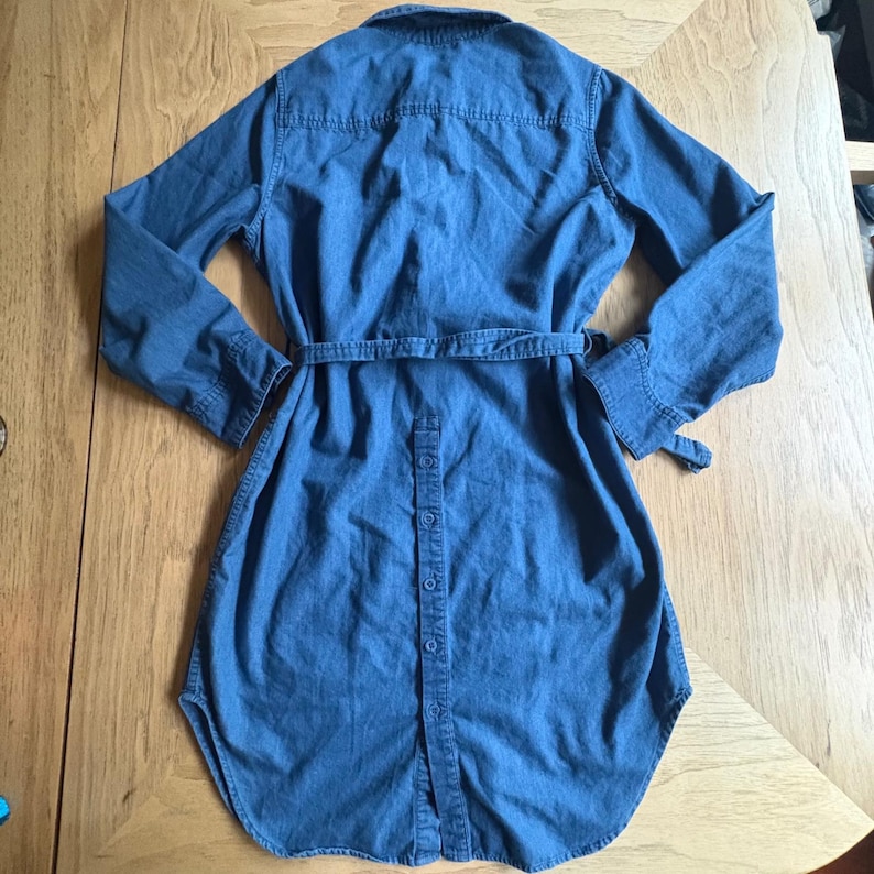 Acne Studios Chambray Shirt Dress Indigo Blue Cotton Belted Asymmetrical M image 2