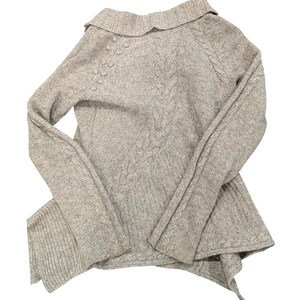 Vtg Anthropologie LEIFSDOTTIR Cable Knit Cardigan Military Fisherman Sweater S image 2