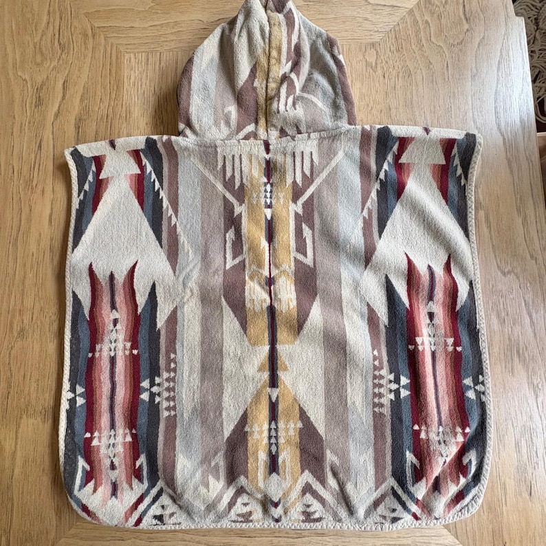 Pendleton White Sands Hooded Kids Towel Poncho SW Tribal Geometric Terrycloth image 6