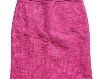 BANANA REPUBLIC Pink Tweed Cotton Pencil Skirt 0/XS Lined Coquette Career Formal