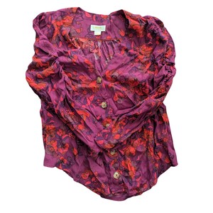 MAEVE Anthropologie Jordain Runa Floral Top Cottagecore Purple Blouse Sz SMALL image 3