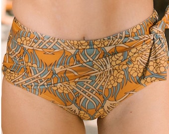 ALBION Fit XXL Simone Golden Hour Braguita de bikini tipo pareo de talle alto color ocre