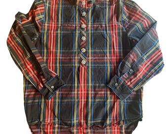 J.Crew Blk Tartan Plaid High Neck Shirt Rhinestone Buttons Women's SZ 2 Holiday