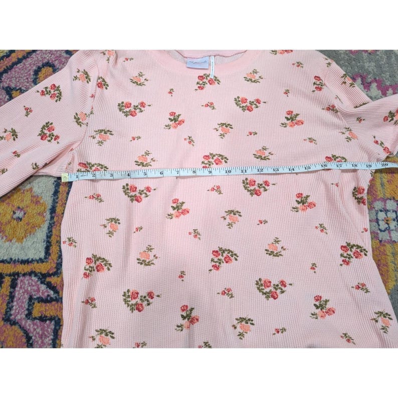 URBAN OUTFITTERS Out From Under Pink Floral Rose Waffle Thermal Top XL Cotton image 8