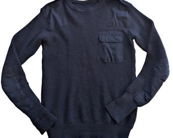 Suéter VTG de lana virgen alemana RW azul marino militar comando táctico para hombre talla L m