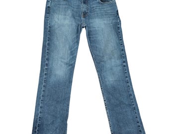 HOLLISTER Jeans Epic Flex Slim Straight para hombre, talla 34x30, lavado medio, azul vaquero, estilo preppy.