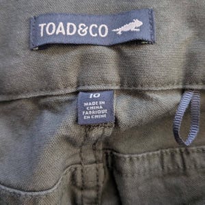 95 Toad&Co Olive Green Organic Cotton Tencel Slim Fit Pants Womens SIZE 10 Eco image 5