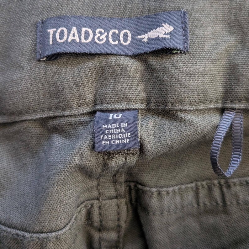 95 Toad&Co Olive Green Organic Cotton Tencel Slim Fit Pants Womens SIZE 10 Eco image 5