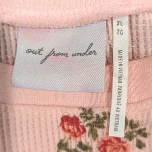URBAN OUTFITTERS Out From Under Pink Floral Rose Waffle Thermal Top XL Cotton image 6