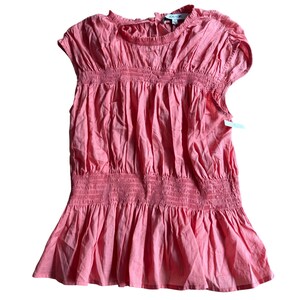 175 NWT Joe's Jeans Voile Smocked Peplum Top SMALL Coral Pink Cotton Sleeveless image 2