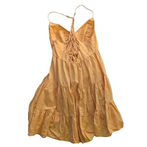 Urban Outfitters UO Yellow Fieldstone Tier Lattice Back Mini Dress M Cottagecore image 4