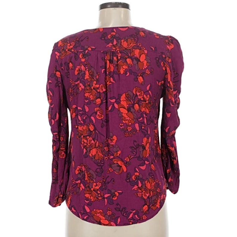 MAEVE Anthropologie Jordain Runa Floral Top Cottagecore Purple Blouse Sz SMALL image 2