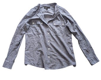175 Elizabeth & James Blue Striped Cotton Button Down Shirt Wmns Sz M Nautical