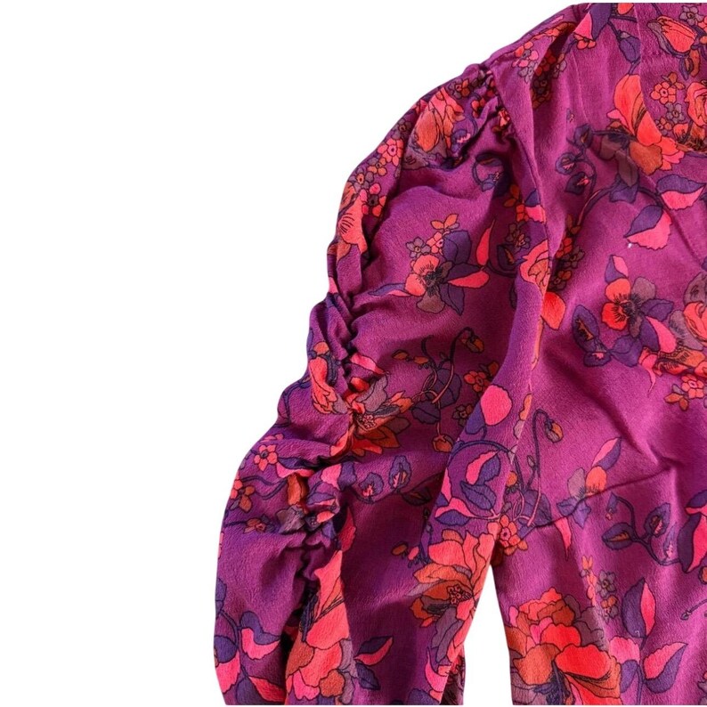 MAEVE Anthropologie Jordain Runa Floral Top Cottagecore Purple Blouse Sz SMALL image 6