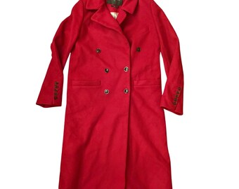 MAISON LENER Red Double Breasted Virgin Wool/Cashmere Coat Sz French 36/US4