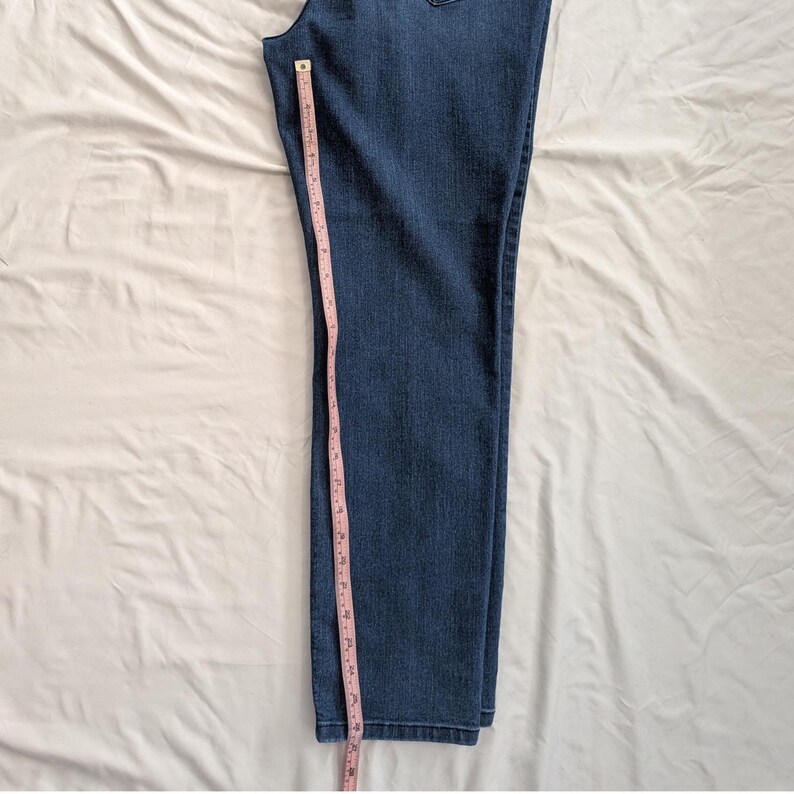 NYDJ Ankle Jeans Dark Wash Straight Leg High Rise Blue Stretch SIZE US 16; 36x27 image 9
