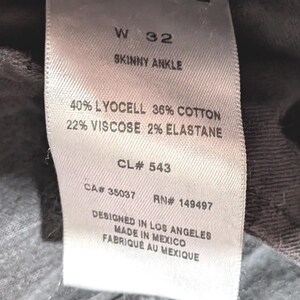 149 JOE'S Jeans Skinny Ankle Pantalones vaqueros de mezclilla gris/negro desgastados para mujer Talla 32 Carbón imagen 3