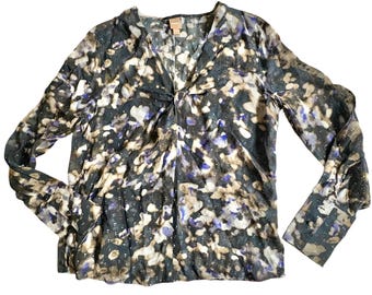 395 NWOT BOSS Hugo Boss Blk Floral Twist V-Neck Blouse Size 2 Semi-Sheer *READ*