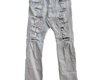Jordan Craig Sean Distressed Slim Fit Light Wash Denim Jeans Mens 40x32 Ripped