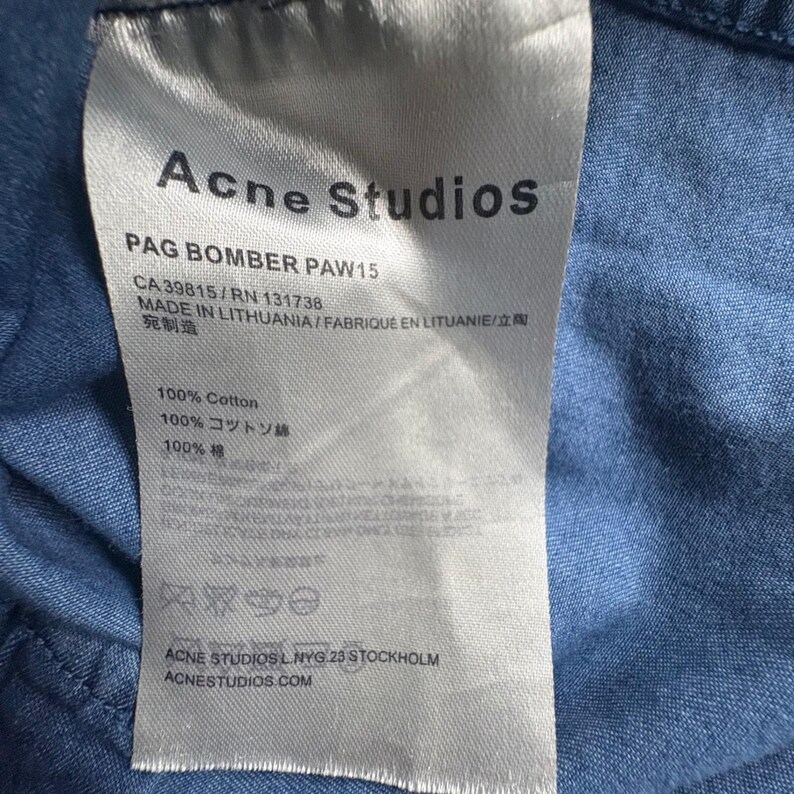 Acne Studios Chambray Shirt Dress Indigo Blue Cotton Belted Asymmetrical M image 7