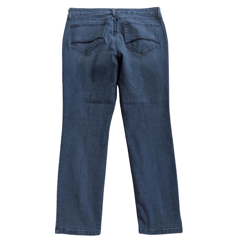 NYDJ Ankle Jeans Dark Wash Straight Leg High Rise Blue Stretch SIZE US 16; 36x27 image 2