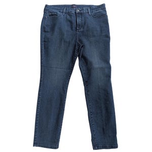 NYDJ Ankle Jeans Dark Wash Straight Leg High Rise Blue Stretch SIZE US 16; 36x27 image 1