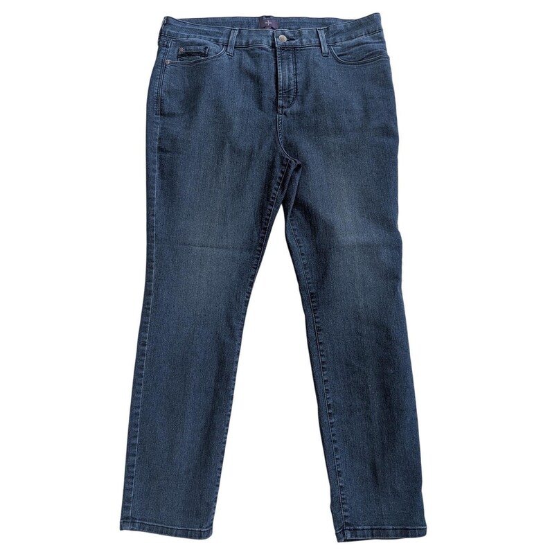 NYDJ Ankle Jeans Dark Wash Straight Leg High Rise Blue Stretch SIZE US 16; 36x27 image 1