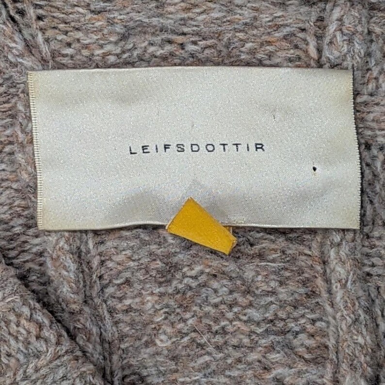 Vtg Anthropologie LEIFSDOTTIR Cable Knit Cardigan Military Fisherman Sweater S image 3