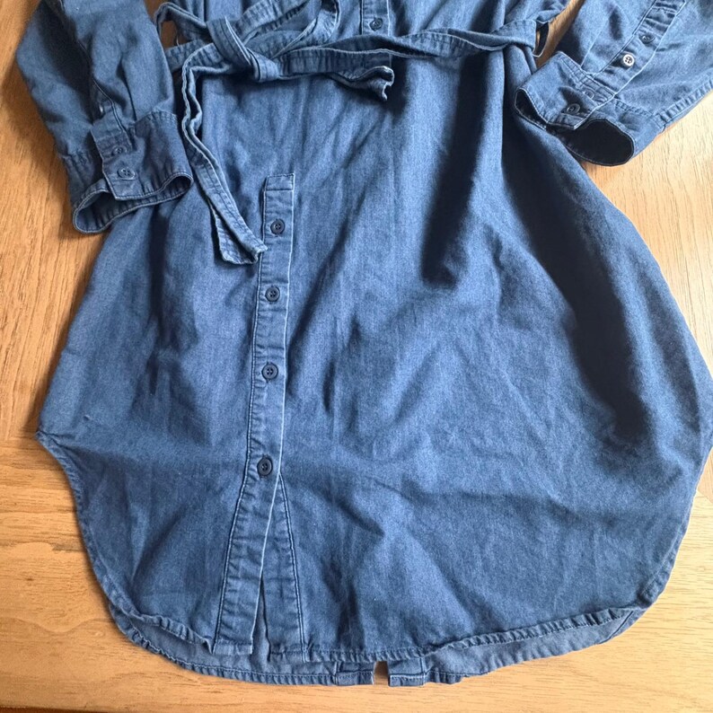 Acne Studios Chambray Shirt Dress Indigo Blue Cotton Belted Asymmetrical M image 4