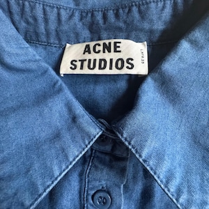 Acne Studios Chambray Shirt Dress Indigo Blue Cotton Belted Asymmetrical M image 3