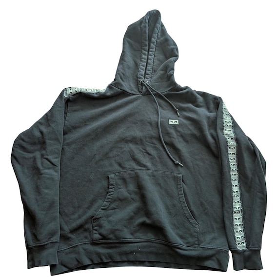 OBEY Worldwide Black Hoodie OBEY Giant All Eyes Logo Tape Sleeve Mens Size LARGE