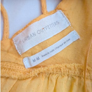 Urban Outfitters UO Yellow Fieldstone Tier Lattice Back Mini Dress M Cottagecore image 6