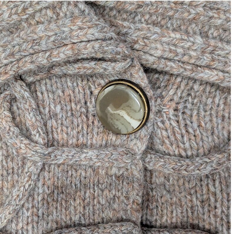Vtg Anthropologie LEIFSDOTTIR Cable Knit Cardigan Military Fisherman Sweater S image 4