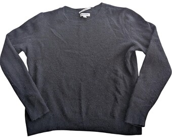 Nordstrom 100% Cashmere Crewneck Sweater Wmns XL Blk Pullover, Luxury, Career, Capsule, Lightweight, Soft, Cozy, Office, Winter, Minimalist