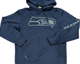 NIKE Therma-FIT Seattle Seahawks Navy Blue Pullover Hoodie Mens Medium NFL pnw