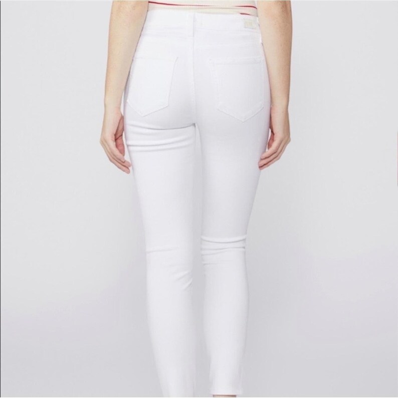 Anthropologie PAIGE Hoxton Ankle White High Rise Ankle Skinny Jeans SIZE 25 image 3