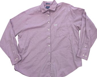 Faconnable Mens XL Purple Herringbone Button Down Shirt USA Cotton Long Sleeve