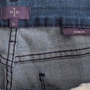 NYDJ Ankle Jeans Dark Wash Straight Leg High Rise Blue Stretch SIZE US 16; 36x27 image 6