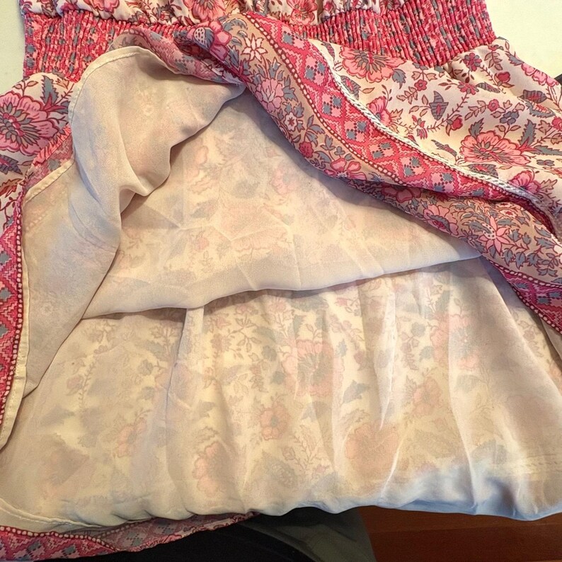 Anthropologie "Love the Label" Pink Floral Sz SMALL Mini Dress Boho Cottage image 9